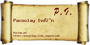 Pacsolay Iván névjegykártya